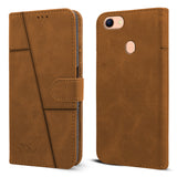 For Oppo F5 Flip Cover Case ( Stitched Leather with Magnetic Closure)