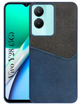 For Vivo Y28 5G Back Cover Case (Dual PU Leather Stitch | Professional Minimalist | Soft and Flexible)