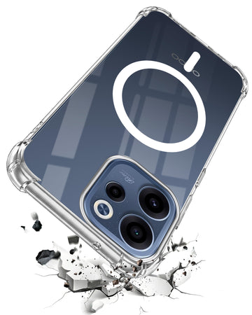 For Oppo Reno 15c Back Cover Shockproof Crystal-Clear (Magsafe Wireless Support | Drop & Camera Protection | Hard Polycarbonate)