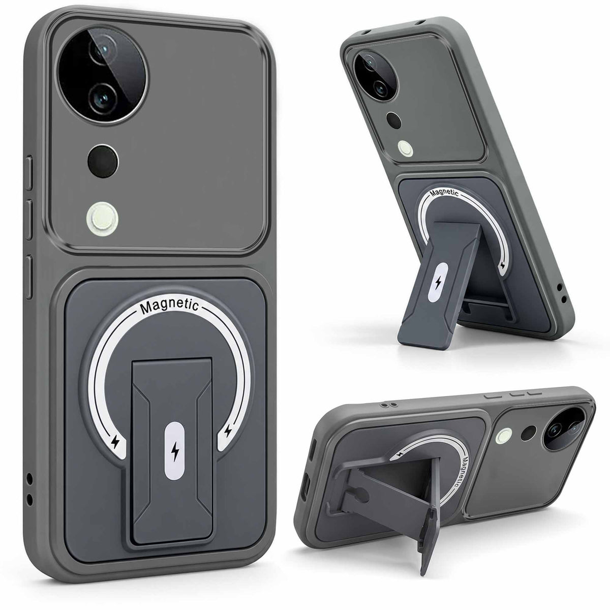 For Vivo T3 Ultra Back Case Cover Metallic (Hybrid Armor Kickstand | MagSafe Compatible | Camera Protection Shockproof)