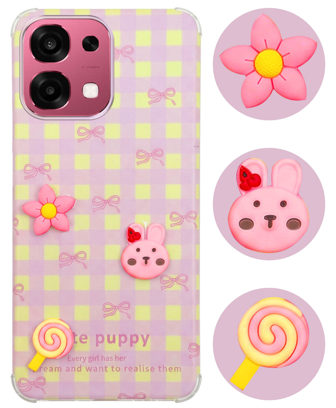 For Oppo F31 5G | Oppo F33 5G Back Cover Case (3D Cute Cartoons | Hard Back Side Soft | Matte Premium Finish | HD Printing)
