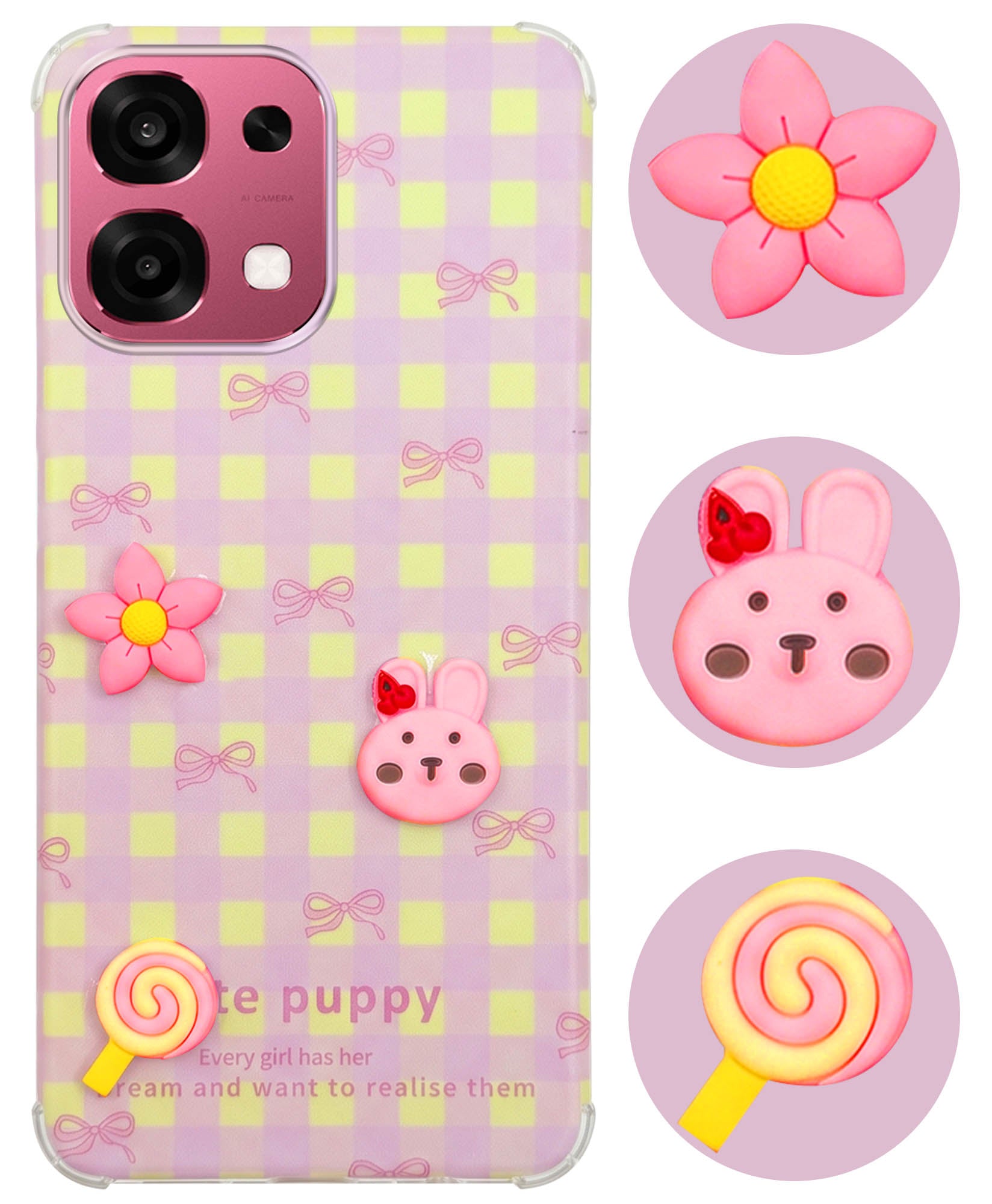 For Oppo F31 5G | Oppo F33 5G Back Cover Case (3D Cute Cartoons | Hard Back Side Soft | Matte Premium Finish | HD Printing)