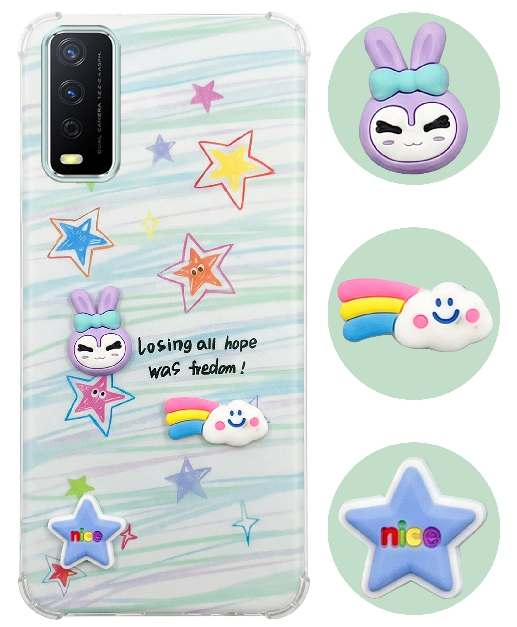 For Vivo Y12s | Y11s | Y12G Back Cover Case (3D Cute Cartoons | Hard Back Side Soft | Matte Premium Finish | HD Printing)