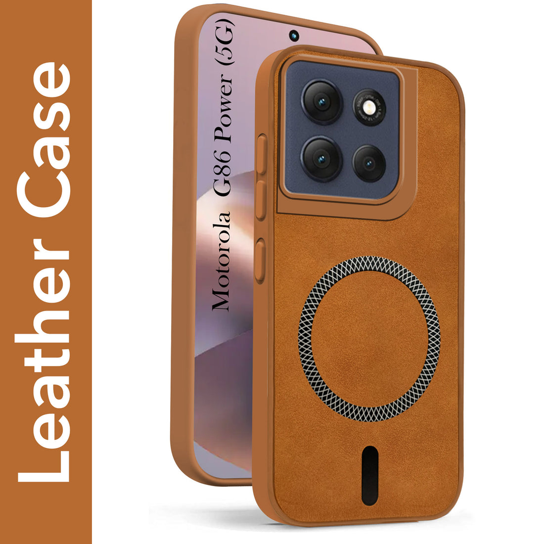 For Motorola Moto G86 Power Back Cover Case Leather Finish (MagSafe Compatible Wireless Charging | Soft Touch | Camera Bump Protection)