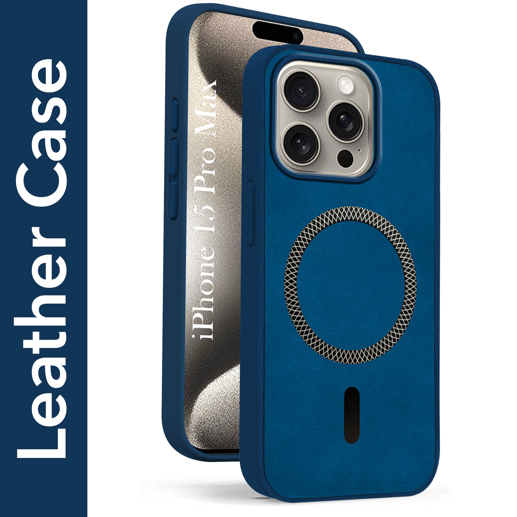 For Apple iPhone 15 Pro Max Back Cover Case (Sleek Leather Finish | MagSafe Compatible Wireless Charging | Camera Bump Protection)
