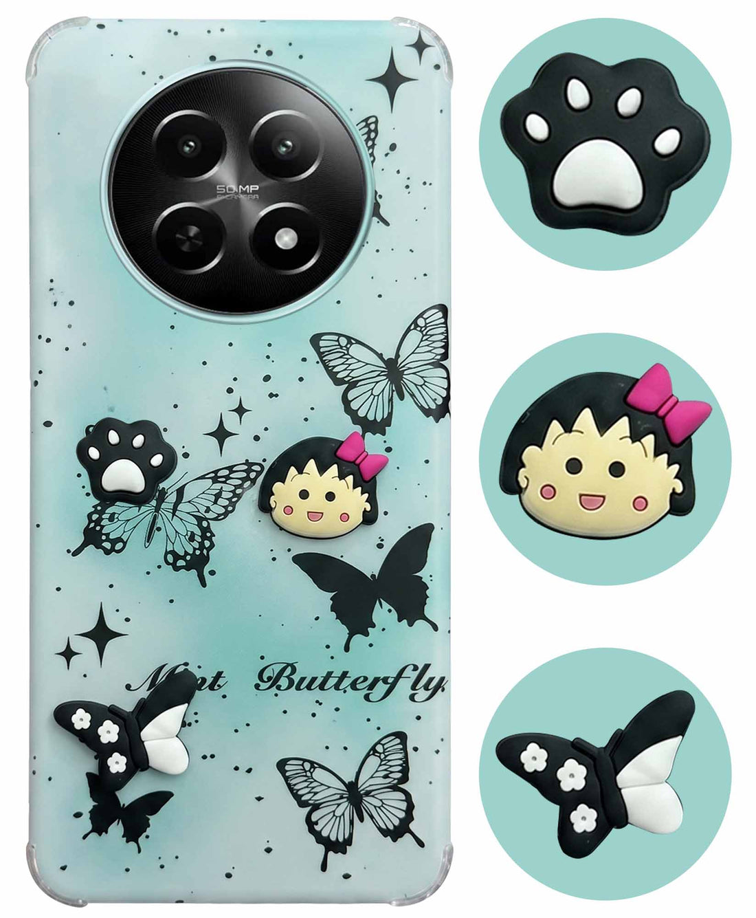 For Realme 12 | Realme 12X Back Cover Case (3D Cute Cartoons | Hard Back Side Soft | Matte Premium Finish | HD Printing)