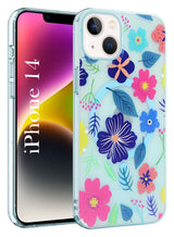 For Apple iPhone 14 Back Cover Case (Cute Floral Design | Flower Print for Girls | MagSafe Compatible Wireless Charging)
