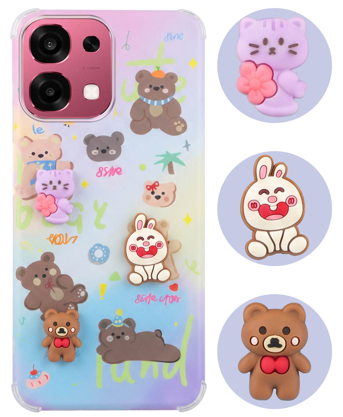 For Oppo F31 5G | Oppo F33 5G Back Cover Case (3D Cute Cartoons | Hard Back Side Soft | Matte Premium Finish | HD Printing)