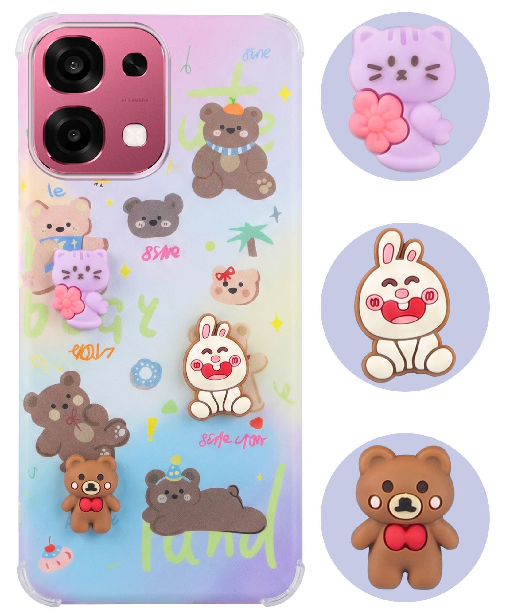 For Oppo F31 5G | Oppo F33 5G Back Cover Case (3D Cute Cartoons | Hard Back Side Soft | Matte Premium Finish | HD Printing)