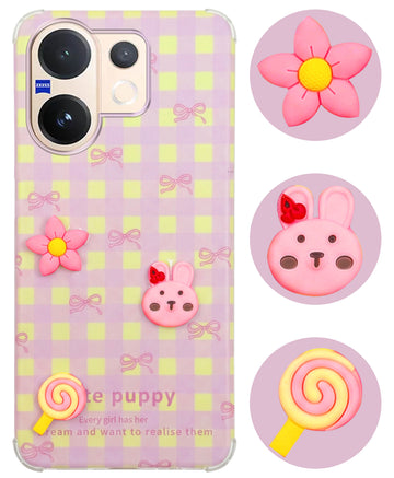 For Vivo V60 | Vivo T4 Pro Back Cover Case (3D Cute Cartoons | Hard Back Side Soft | Matte Premium Finish | HD Printing)