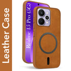 For Realme 15 Pro Back Cover Case Leather Finish (MagSafe Compatible Wireless Charging | Soft Touch | Camera Bump Protection)