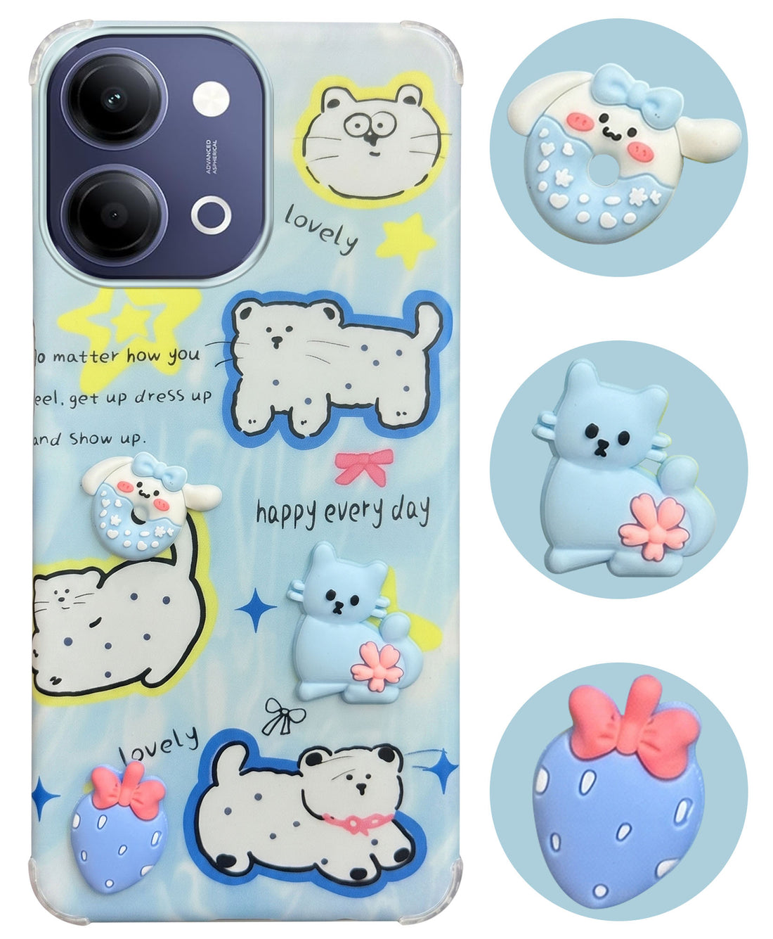 For Vivo iQOO Z11 Lite Back Cover Case (3D Cute Cartoons | Hard Back Side Soft | Matte Premium Finish | HD Printing)