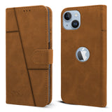 For Apple iPhone 14 Flip Cover Case ( Stitched Leather with Magnetic Closure)