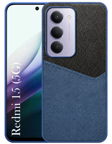 For Redmi 15 Back Cover Case (Dual PU Leather Stitch | Professional Minimalist | Soft and Flexible)