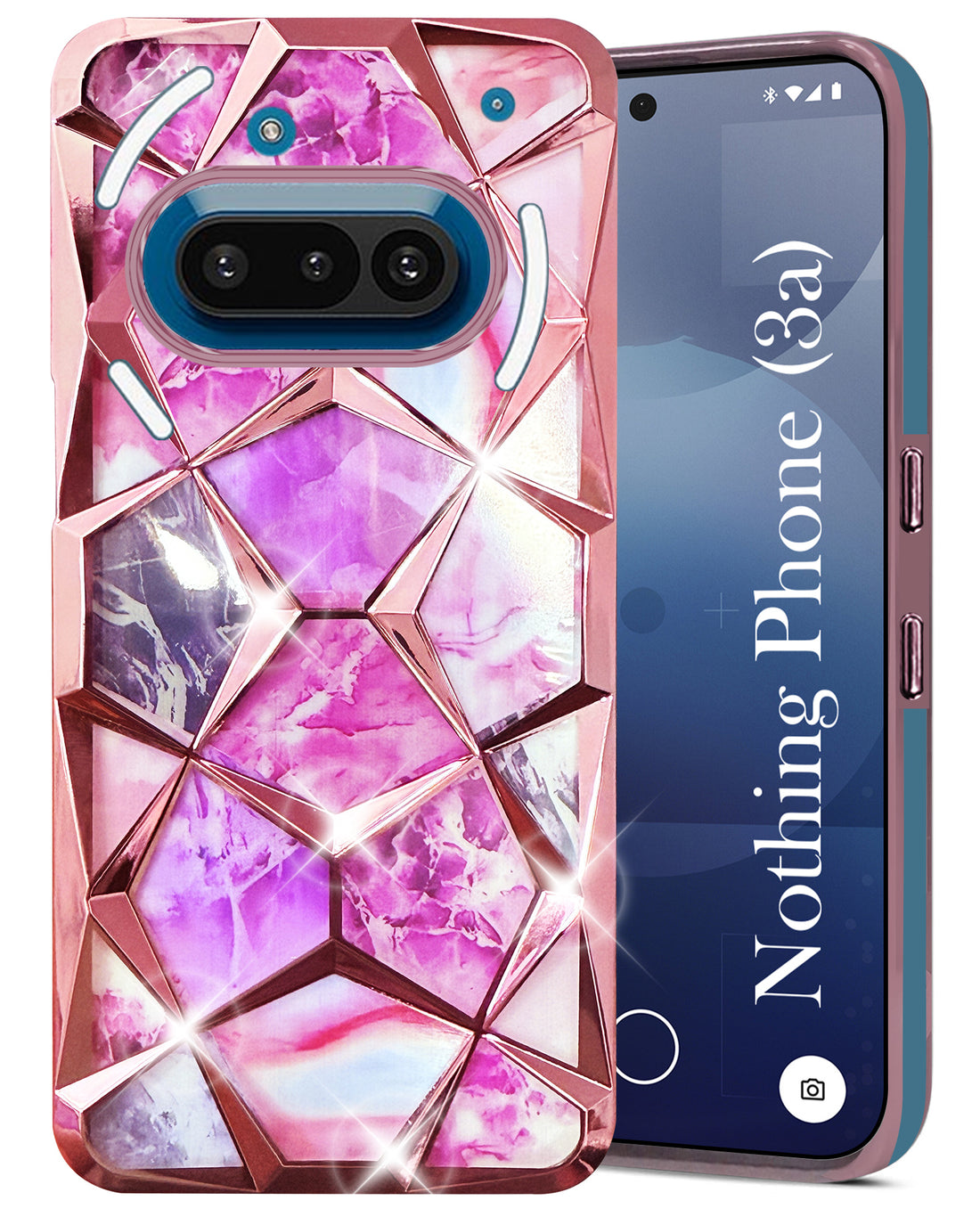 For Nothing Phone 3A 5G Back Cover Case(Dual Design Glitter Sparkle and Detachable Diamond Print Case | Soft and Flexible)