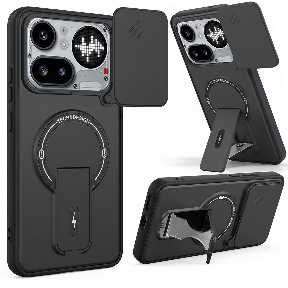For Nothing Phone 4A Pro 5G Back Case Cover Metallic (Hybrid Armor Kickstand | Sliding Shutter Camera Protection | MagSafe Compatible)
