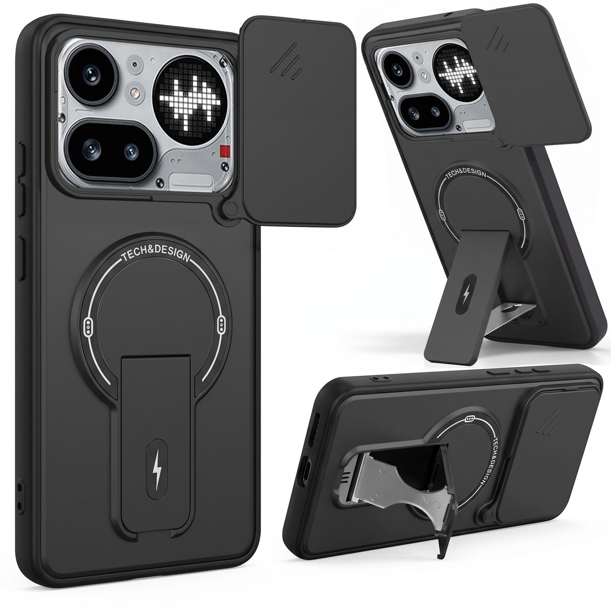 For Nothing Phone 4A Pro 5G Back Case Cover Metallic (Hybrid Armor Kickstand | Sliding Shutter Camera Protection | MagSafe Compatible)