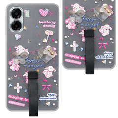 For Oppo A6X | Oppo A6S Back Cover Case (3D Cute Heart Strap Holder | Camera Protection | Designer Girls Print)