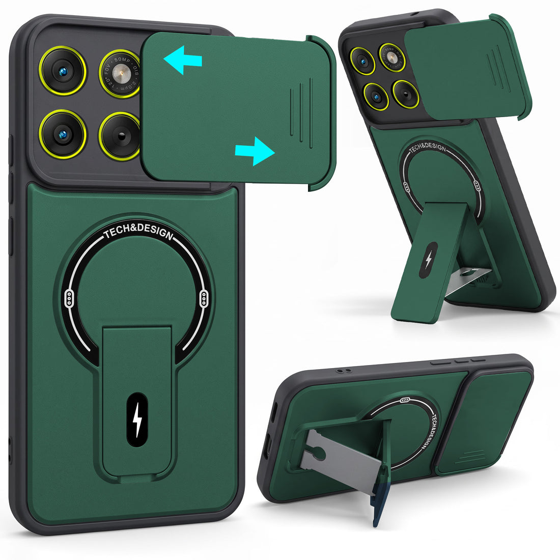 For Motorola Moto Edge 70 Back Case Cover Metallic (Hybrid Armor Kickstand | Sliding Shutter Camera Protection | MagSafe Compatible)
