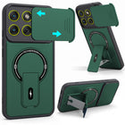 For Motorola Moto Edge 70 Back Case Cover Metallic (Hybrid Armor Kickstand | Sliding Shutter Camera Protection | MagSafe Compatible)