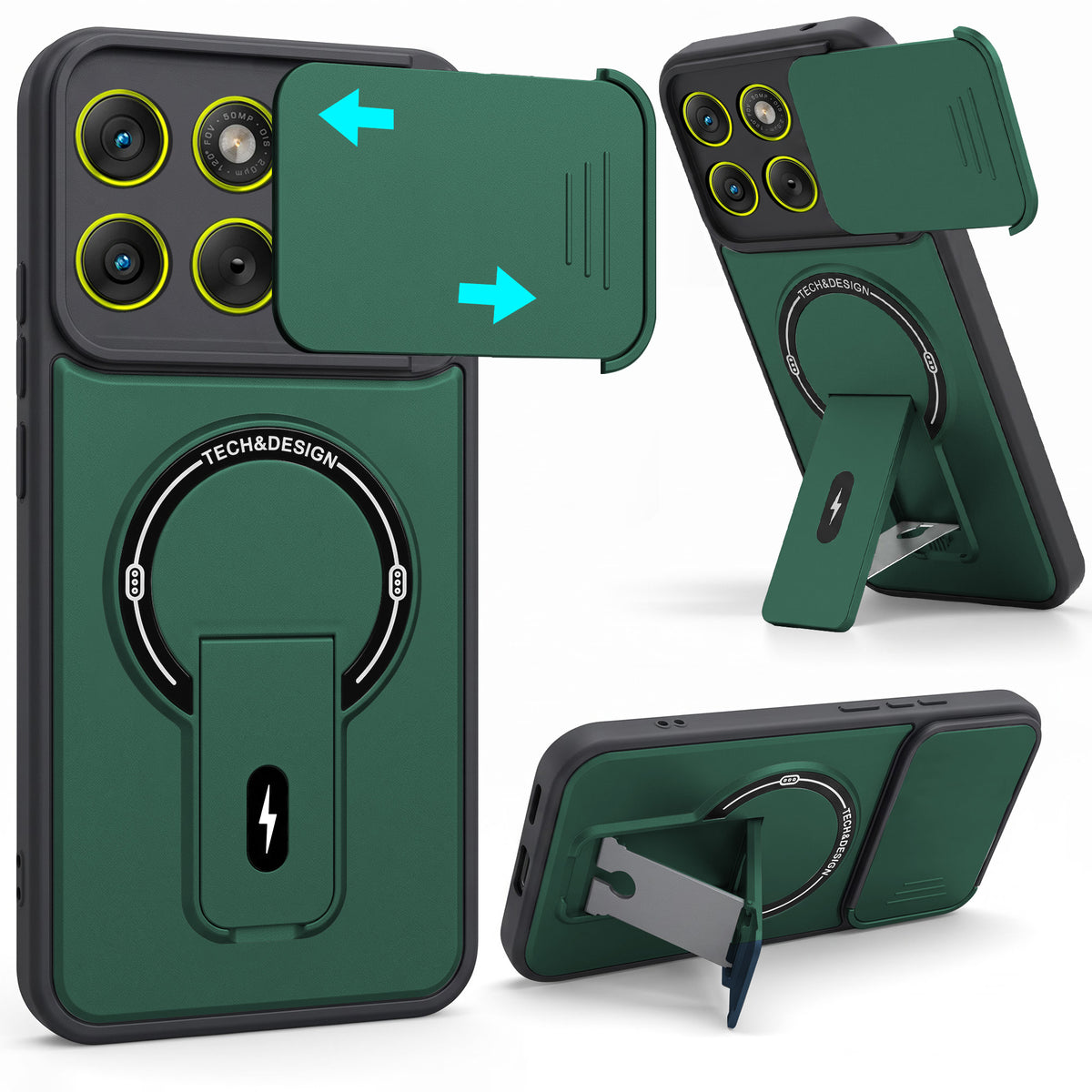 For Motorola Moto Edge 70 Back Case Cover Metallic (Hybrid Armor Kickstand | Sliding Shutter Camera Protection | MagSafe Compatible)