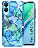 For Vivo Y28 5G Back Cover Case (Dual Design Glitter Sparkle and Detachable Diamond Print Case | Soft and Flexible)