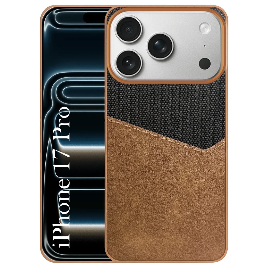 For Apple iPhone 17 Pro Back Cover Case (Dual PU Leather Stitch | Professional Minimalist | Soft and Flexible)