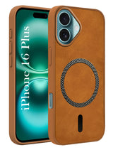 For Apple iPhone 16 Plus Back Cover Case (Sleek Leather Finish | MagSafe Compatible Wireless Charging | Camera Bump Protection)