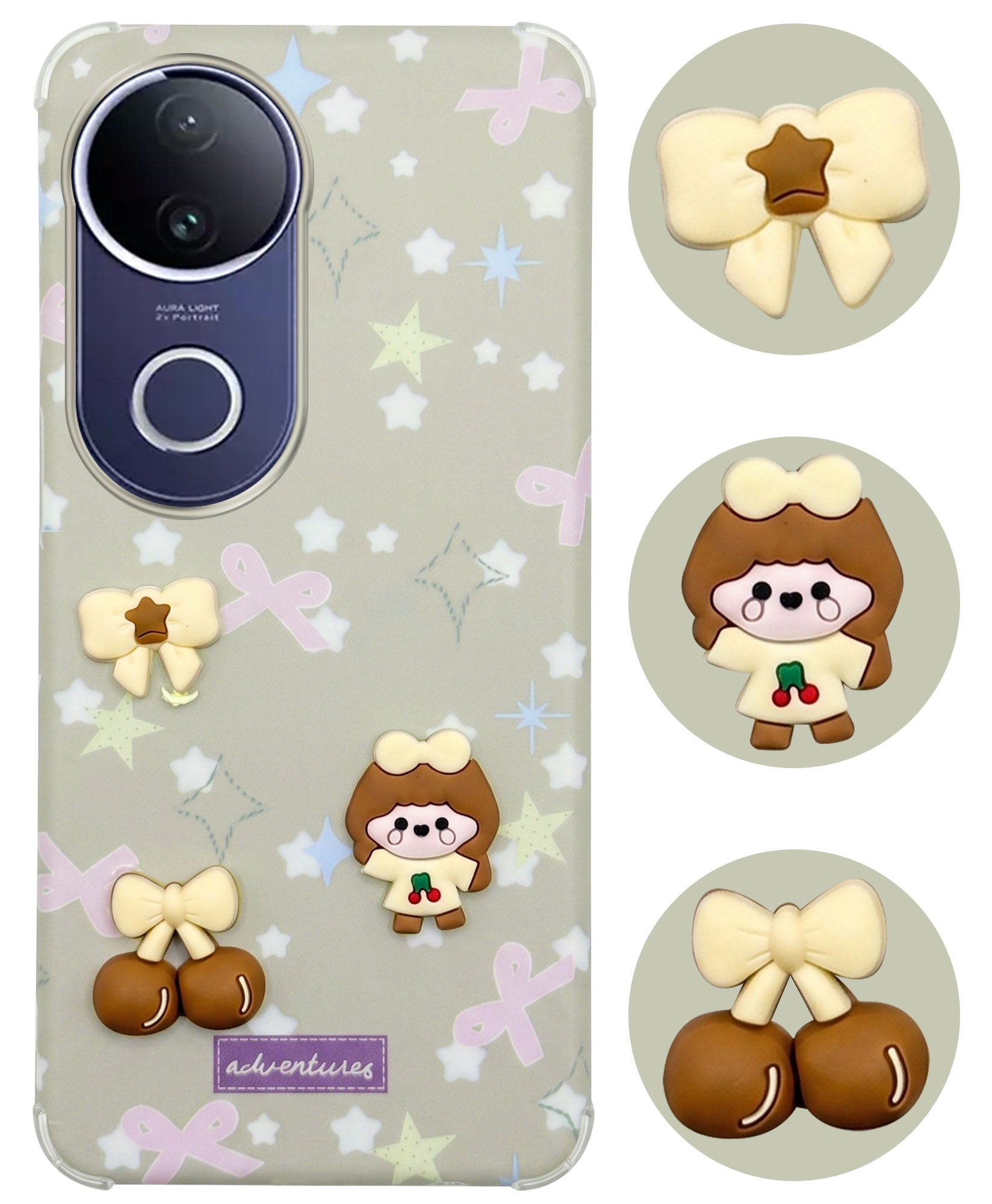For Vivo T4R Back Cover Case (3D Cute Cartoons | Hard Back Side Soft | Matte Premium Finish | HD Printing)