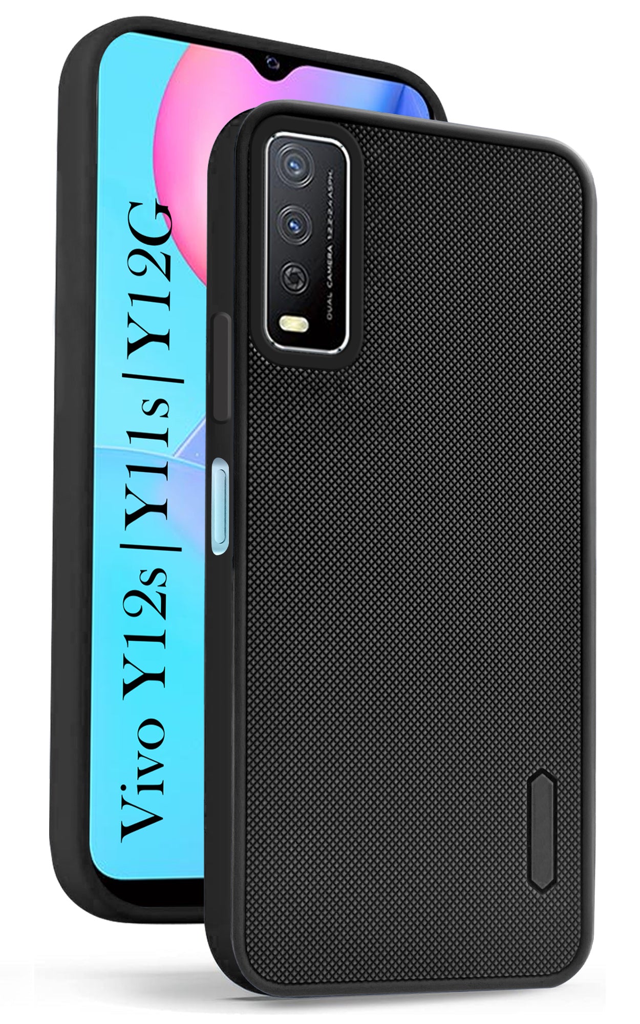 For Vivo Y12s | Y11s | Y12G Back Cover Case ( Textured Grip Design | Camera Protetion | Slim and Light Weight | Soft Touch and Feel | Black )