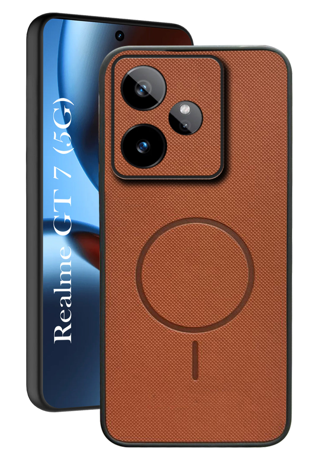 For Realme GT 7 Back Cover Case PU Leather (Texture Grip Design | Professional Minimalist | Camera Protection | Soft and Flexible)
