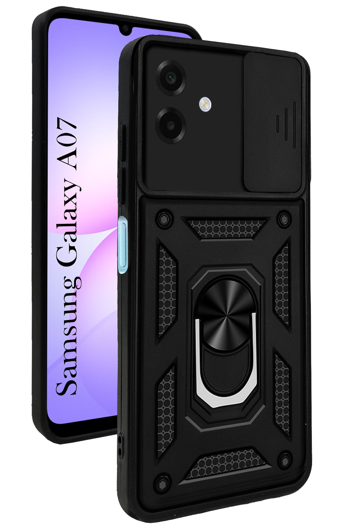 For Samsung Galaxy A07 5G Back Cover Case (Sliding Shutter Camera Protection | Polycarbonate |Ring Holder Kickstand)