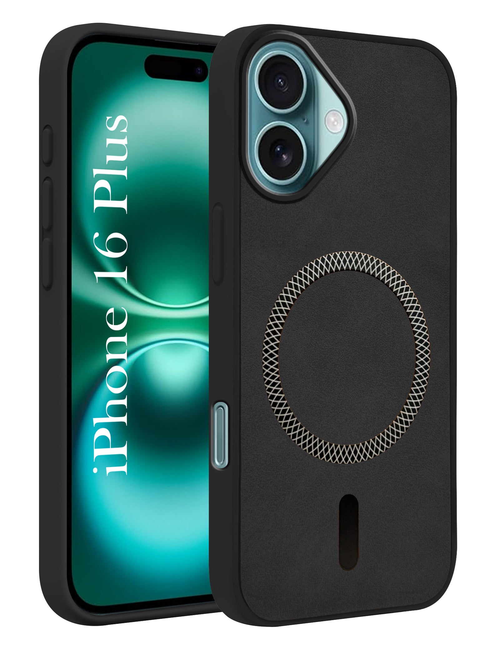 For Apple iPhone 16 Plus Back Cover Case (Sleek Leather Finish | MagSafe Compatible Wireless Charging | Camera Bump Protection)
