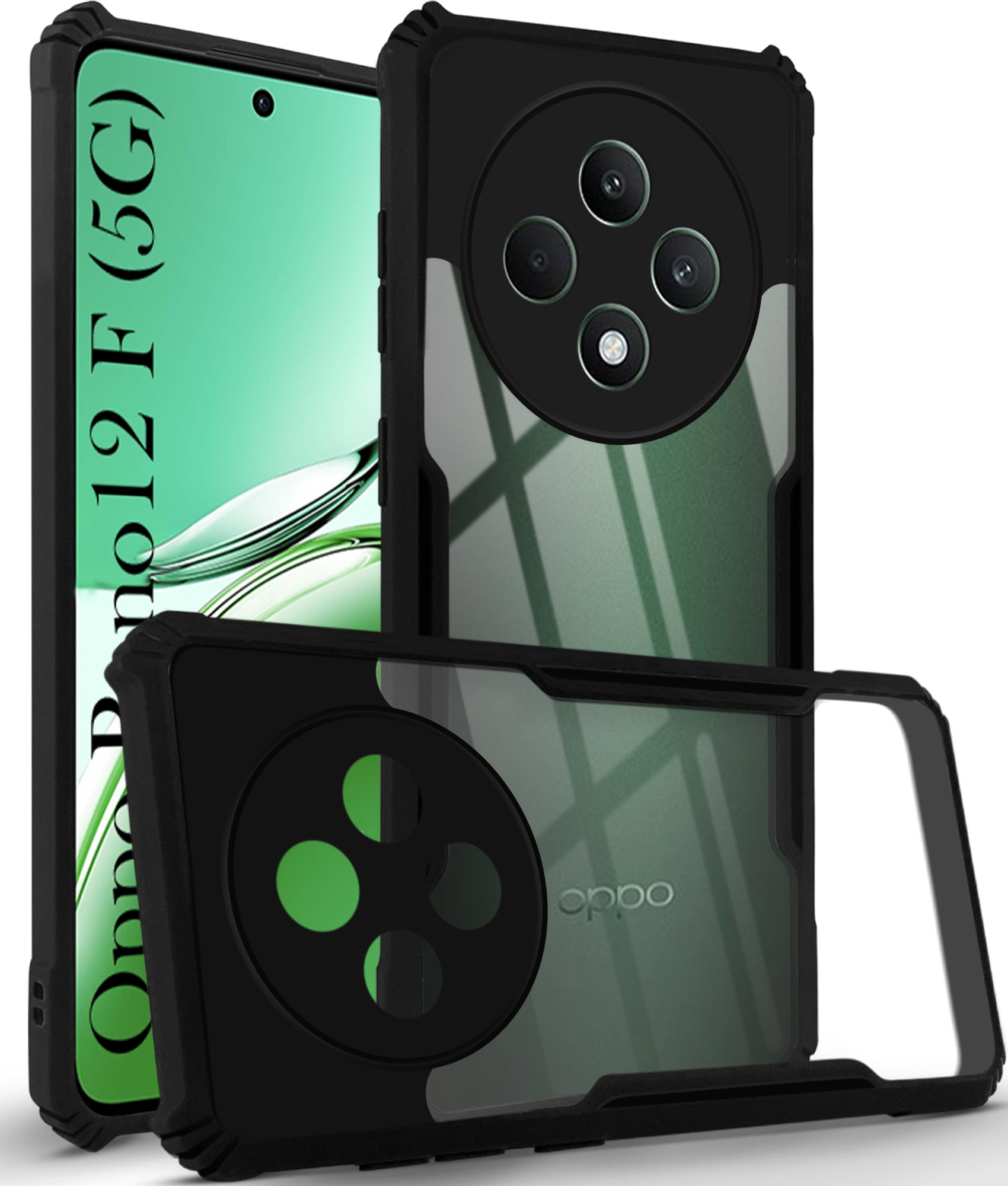 For Oppo Reno 12F 5G Back Cover Case (Shockproof with Polycarbonate Clear Panel)