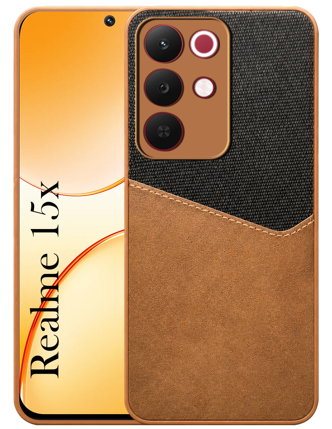 For Realme 15X Back Cover Case (Dual PU Leather Stitch | Professional Minimalist | Soft and Flexible)