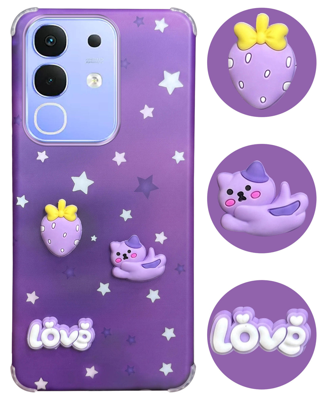 For Vivo iQOO Z10x Back Cover Case (3D Cute Cartoons | Hard Back Side Soft | Matte Premium Finish | HD Printing)