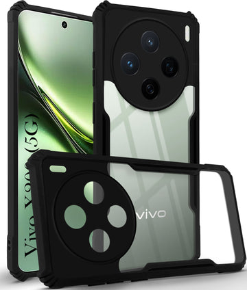 For Vivo X200 5G Back Cover Case ( Shockproof with Polycarbonate Clear Panel | Professional Black)