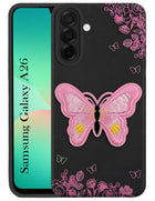 For Samsung Galaxy A26 5G Back Cover Case (Soft Butterfly Embroidery | Women Teen Girls | Camera Protection| Matte Silicone)