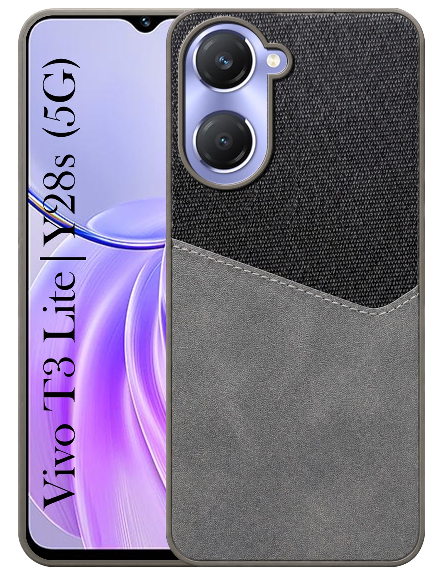 For Vivo T3 Lite 5G | Vivo Y28s 5G Back Cover Case (Dual PU Leather Stitch | Professional Minimalist | Soft and Flexible)