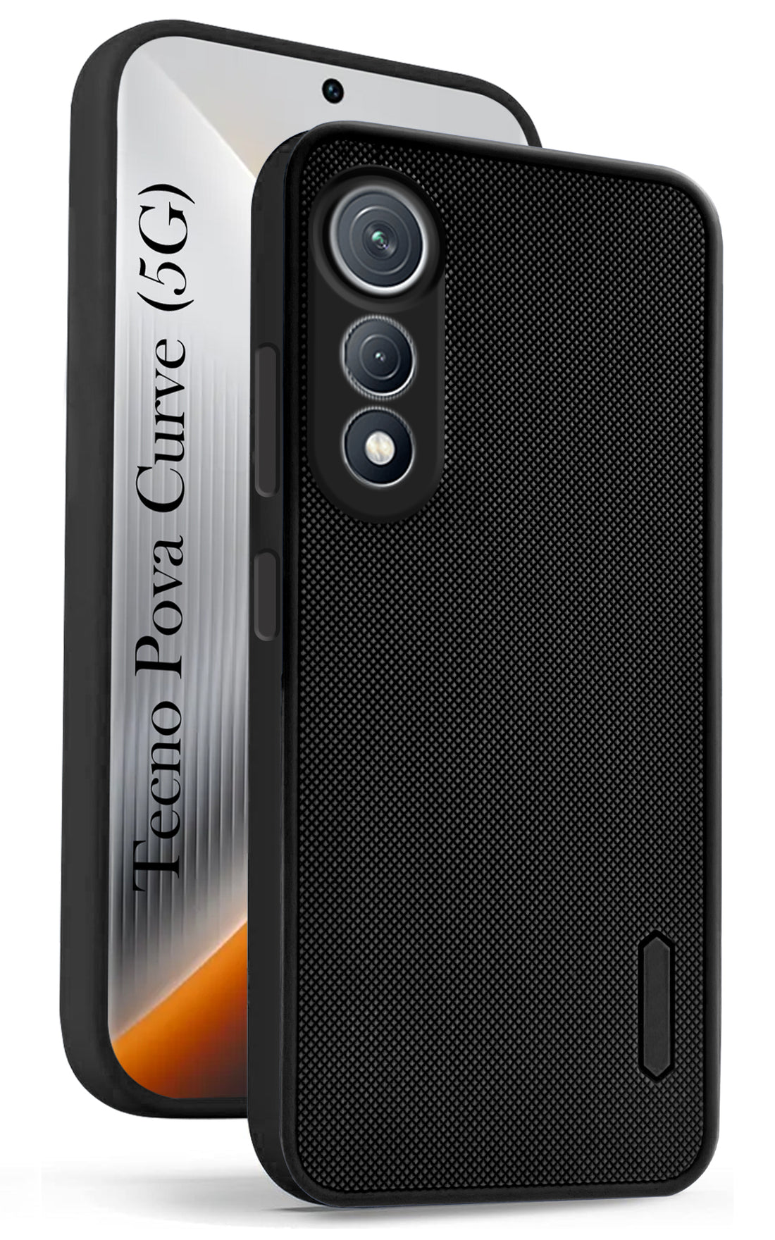 For Tecno Pova Curve Back Cover Case (Textured Grip Design | Micro-Fiber Cloth Inside | Slim and Light Weight | Soft Touch and Feel | Black