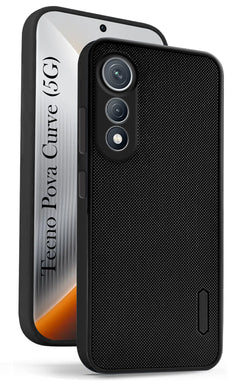 For Tecno Pova Curve Back Cover Case (Textured Grip Design | Micro-Fiber Cloth Inside | Slim and Light Weight | Soft Touch and Feel | Black