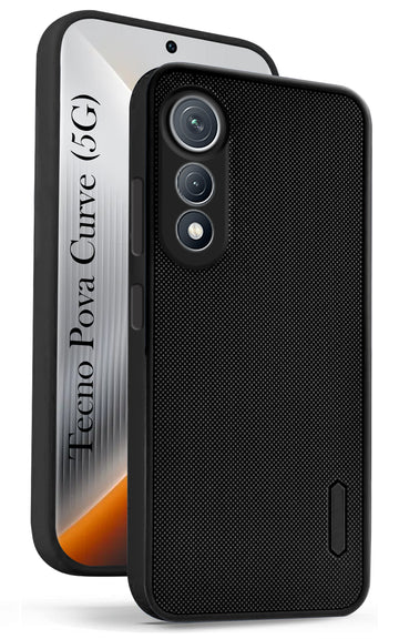 For Tecno Pova Curve Back Cover Case (Textured Grip Design | Micro-Fiber Cloth Inside | Slim and Light Weight | Soft Touch and Feel | Black