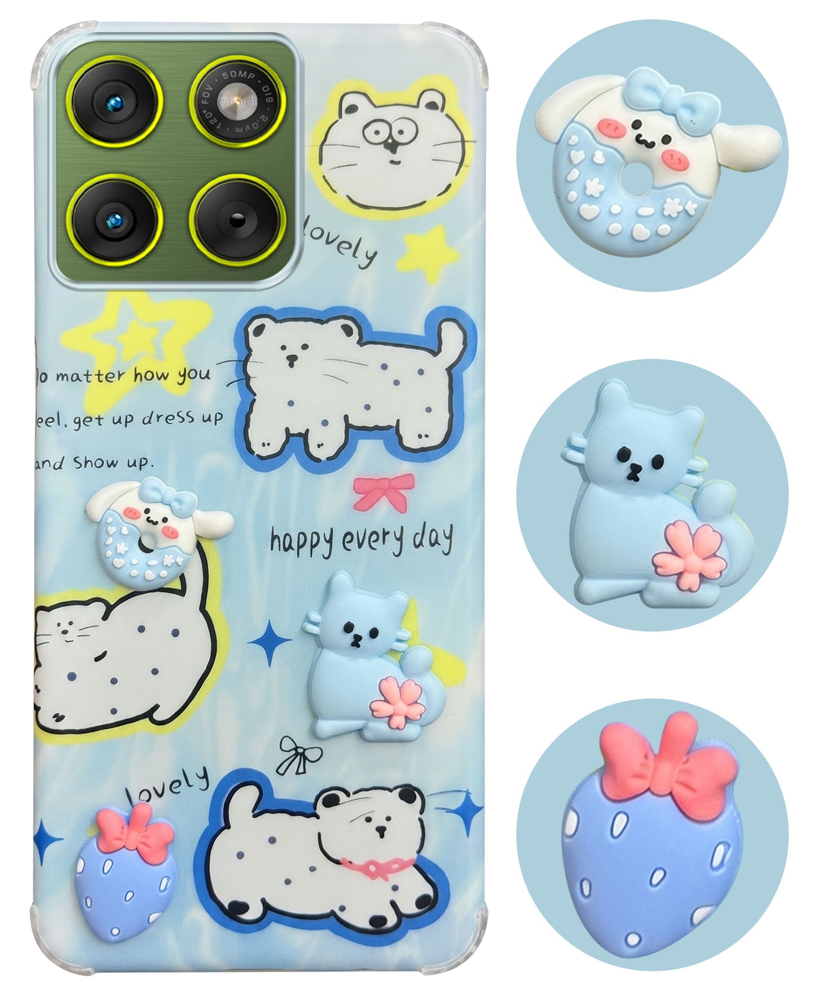 For Motorola Moto Edge 70 Back Cover Case (3D Cute Cartoons | Hard Back Side Soft | Matte Premium Finish | HD Printing)