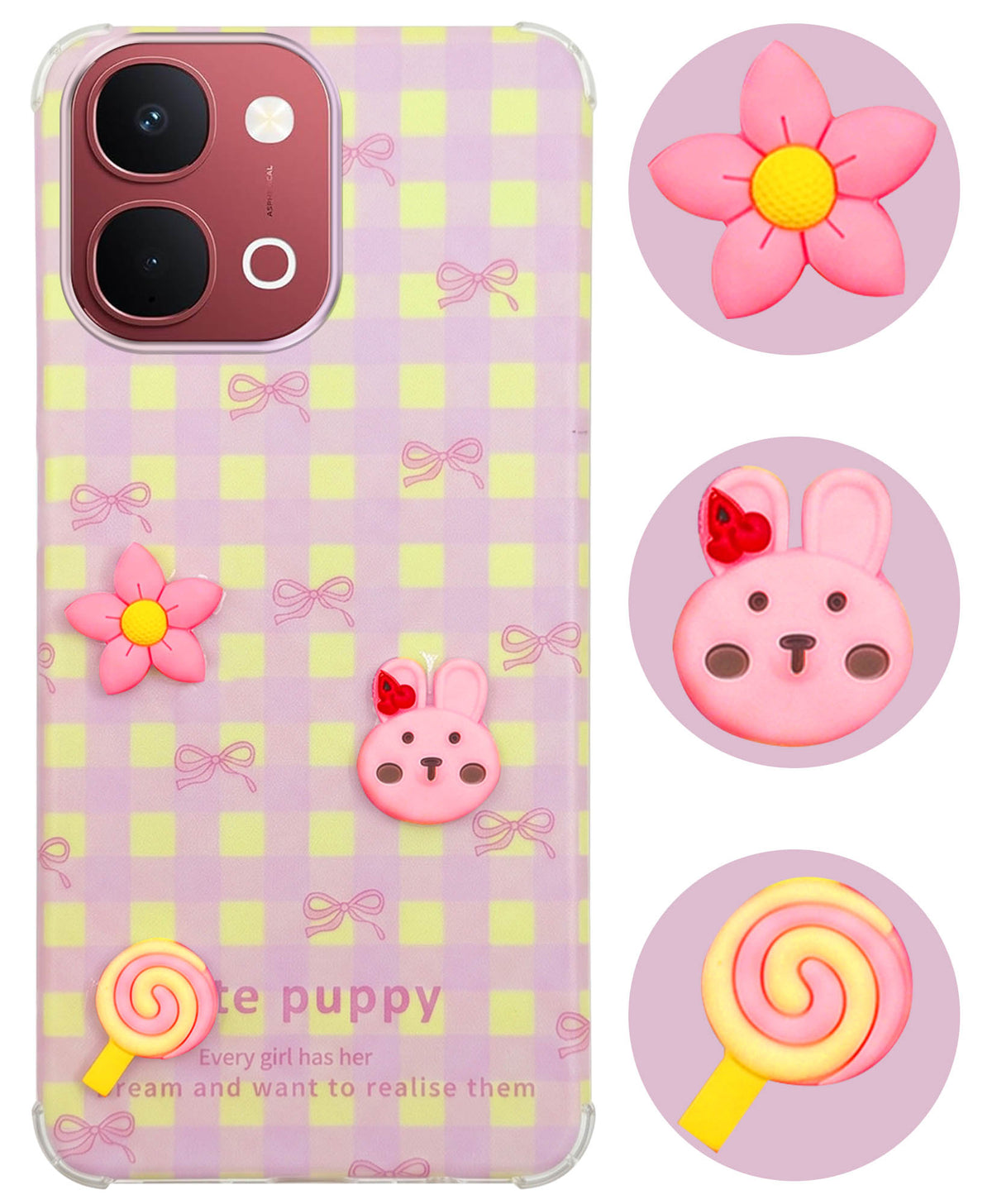 For Vivo Y31T 5G Back Cover Case (3D Cute Cartoons | Hard Back Side Soft | Matte Premium Finish | HD Printing)