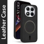 For Xiaomi Poco X7 Back Cover Case Leather Finish (MagSafe Compatible Wireless Charging | Soft Touch | Camera Bump Protection)