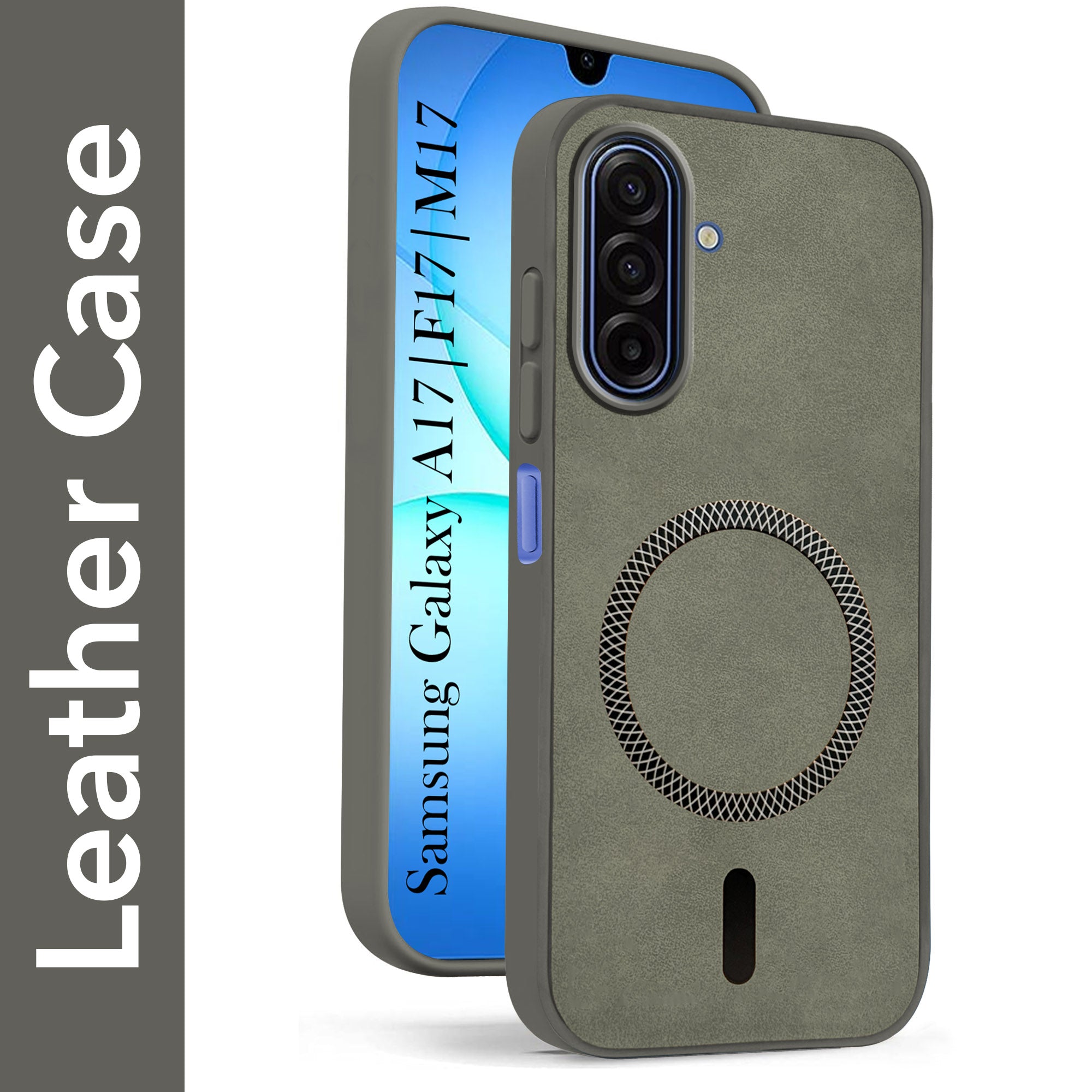 For Samsung Galaxy A17 | Samsung F17 | Samsung M17 5G Back Cover Case Leather Finish (MagSafe Compatible Wireless Charging | Soft Touch | Camera Bump Protection)