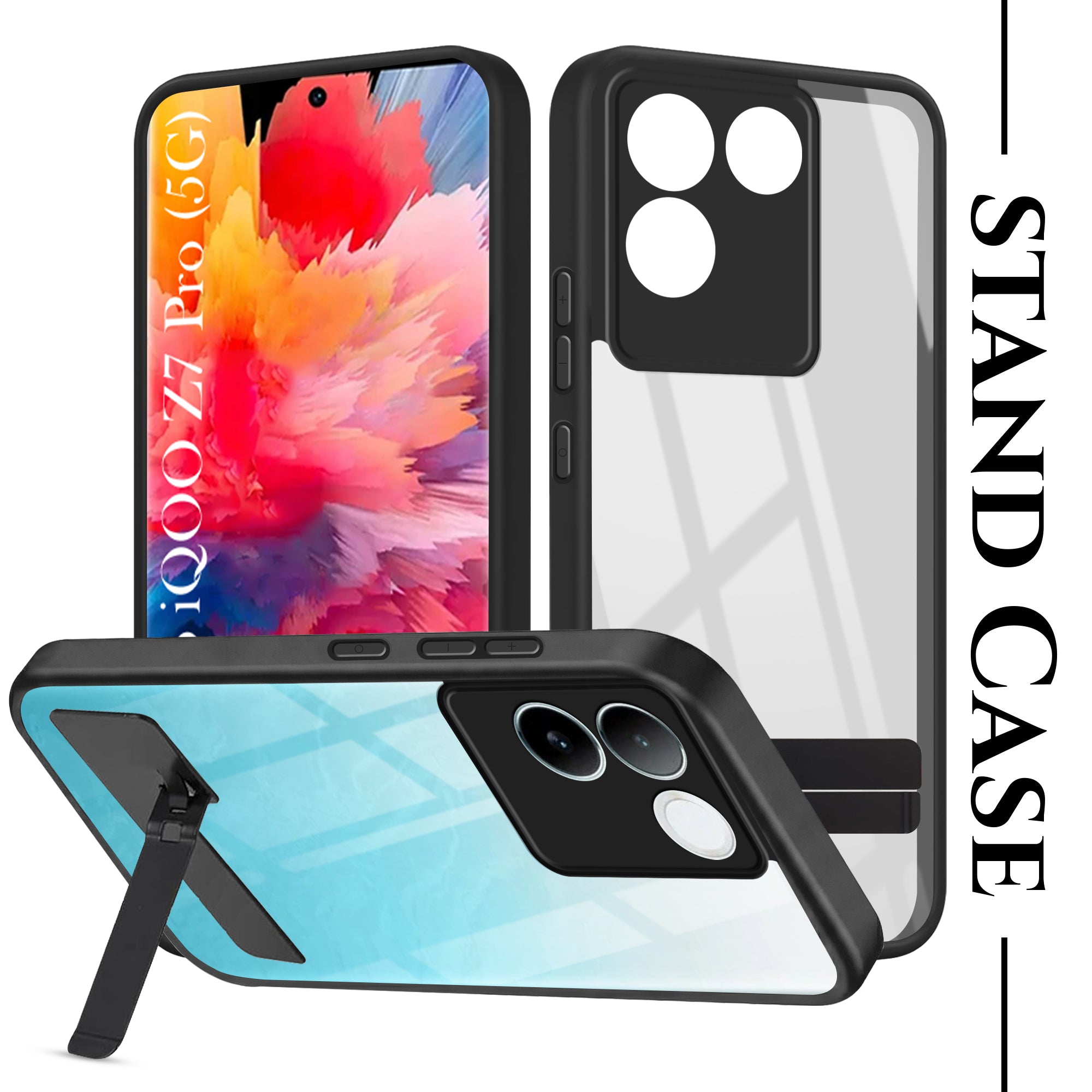 For Vivo iQOO Z7 Pro Back Cover Case (Built-in Stand | Lifetime Anti Yellow | Kickstand Shockproof | Camera Protection | MagSafe Compatible)