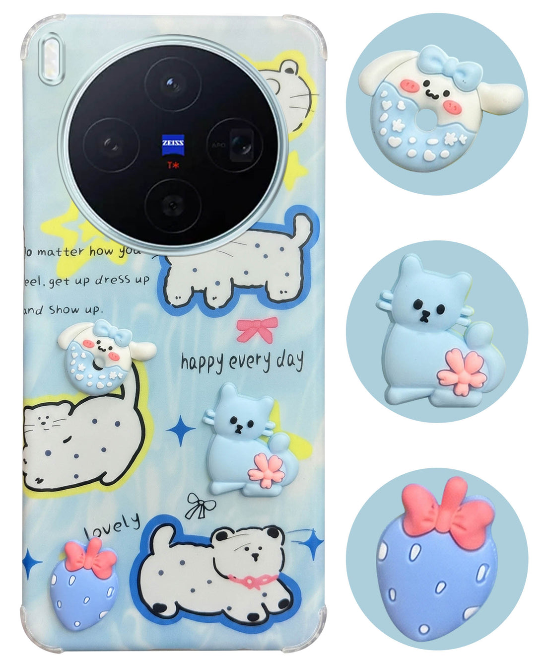 For Vivo X300 5G Back Cover Case (3D Cute Cartoons | Hard Back Side Soft | Matte Premium Finish | HD Printing)