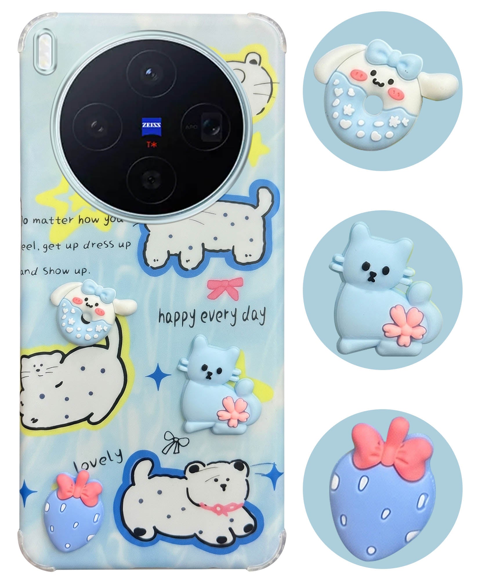 For Vivo X300 5G Back Cover Case (3D Cute Cartoons | Hard Back Side Soft | Matte Premium Finish | HD Printing)