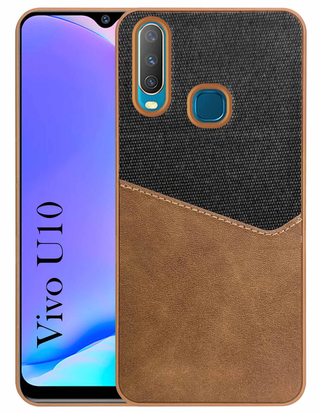 For Vivo U10 Back Cover Case (Dual PU Leather Stitch | Professional Minimalist | Soft and Flexible)